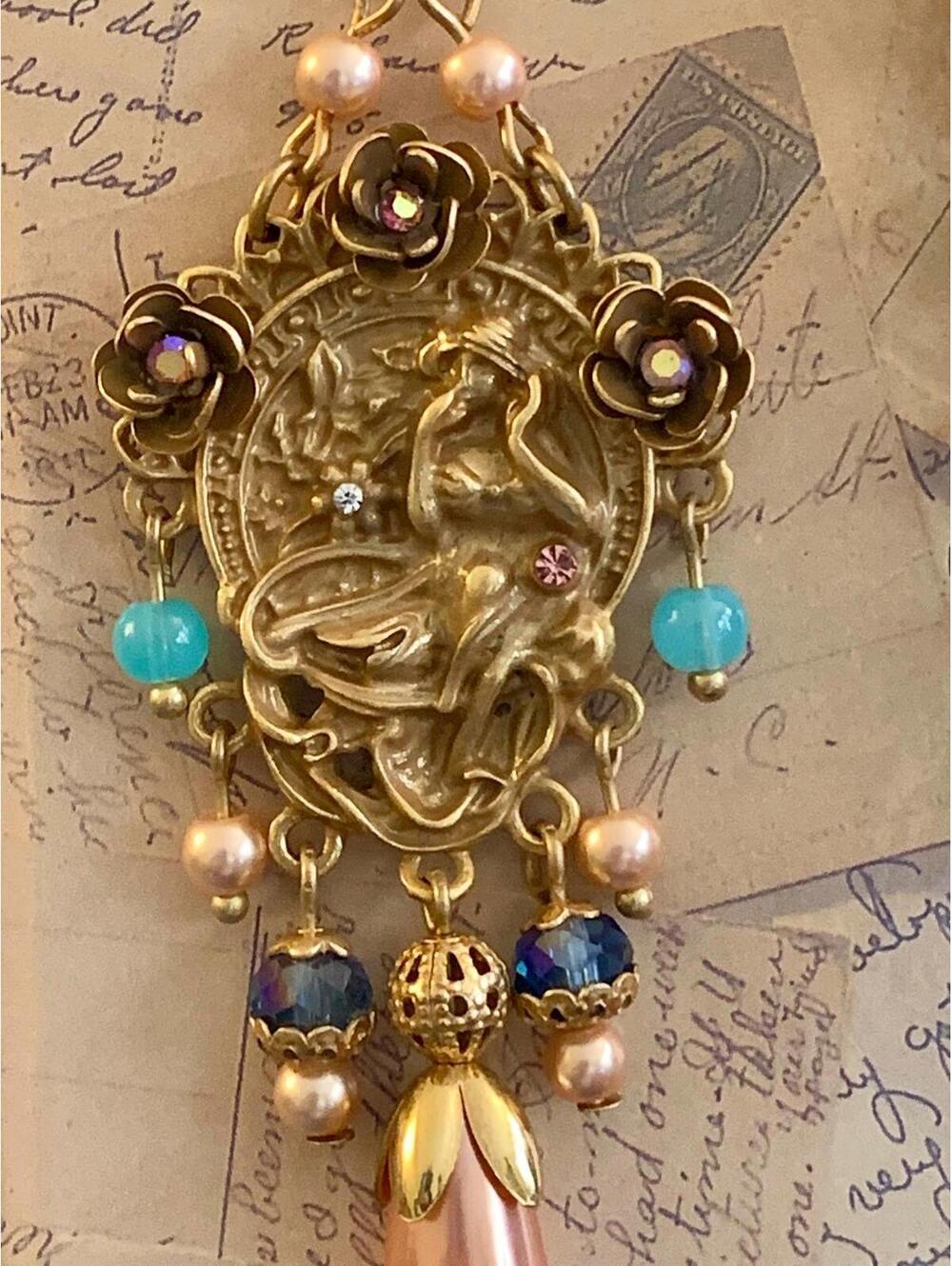 Victorian Reverie "Goddess of the Moon" Drop Earrings - Picture 2 of 5